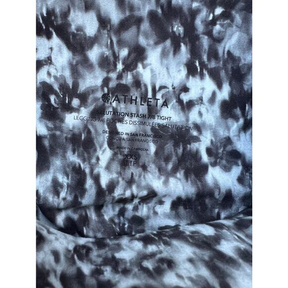 Athleta Salutation Stash pocket tights opaline floral black size XXS - Picture 6 of 6